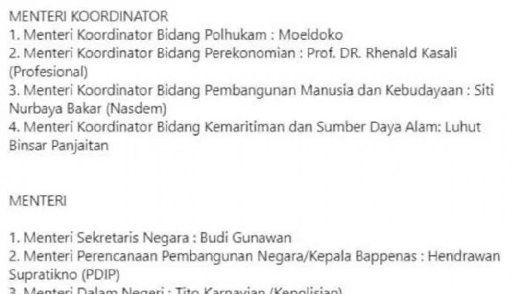 Beredar Susunan Menteri Usai Jokowi-Prabowo Bertemu, PDIP: Orang Iseng