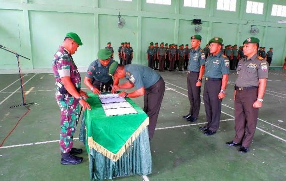 Dandim 0313/KPR Pimpin Sertijab Kasdim, Danramil 02 Rambah Hadir