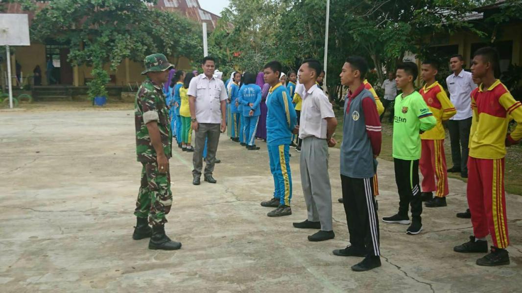 TMMD ke 105 Kodim 0313/KPR, Babinsa Koramil 08/Tandun Seleksi Paskibra ke Sekolah