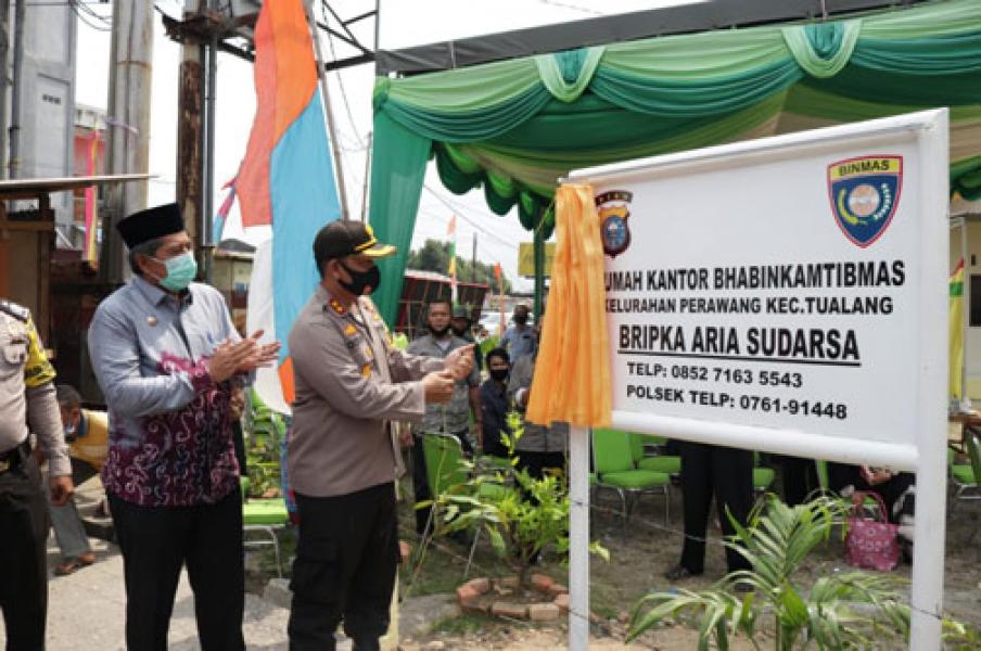 Mantap, Masyarakat Perawang secara Swadaya Bangun Rukan Bhabinkamtibmas