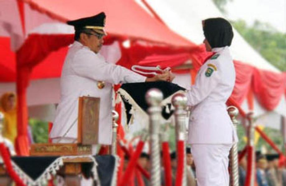 HUT RI ke 69, Paskibra Siak Gunakan Formasi Gerbang Istana