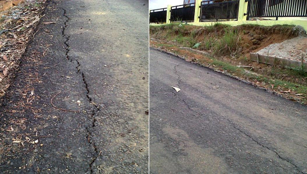 Pengaspalan Jalan Depan Kantor Camat Lirik Diduga tak Sesuai Bestek