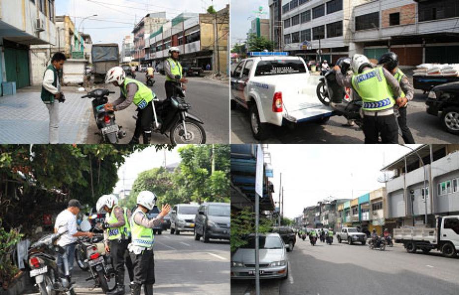 Sat Lantas Pekanbaru Tertibkan Pengendara Tanpa Helm di Jalan Setiabudi
