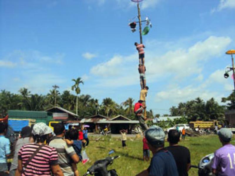 Meriahkan HUT RI Ke- 70, DKPP Rohil Gelar Lomba Panjat Pinang