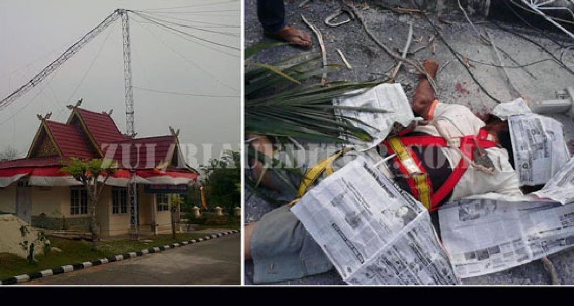 Tower Patah, Teknisi Tewas Mengenaskan di Area Kantor Bupati Pelalawan
