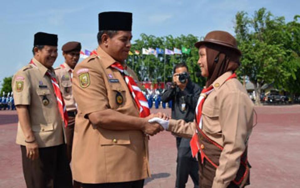 Upacara HUT Pramuka Ke 54 di Lapangan Tugu Bengkalis Berlangsung Khidmat