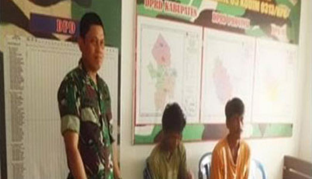 Danramil 05/Kampar Kiri Tangkap Dua Terduga Pelaku Pembakar Lahan