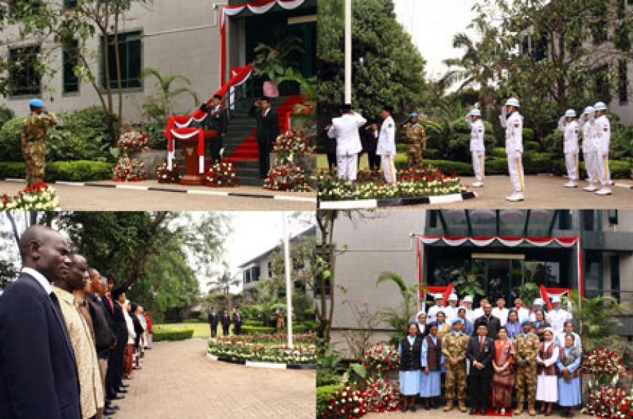Kontingen Garuda XX-M/Monusco Meriahkan Upacara HUT RI Ke-71 di Nairobi