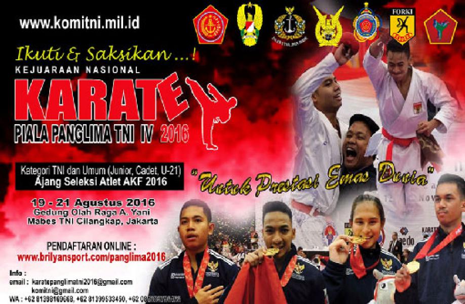 Mabes TNI Gelar Kejurnas Karate Piala Panglima TNI-IV Tahun 2016