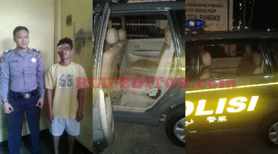 Saat Digiring ke Mapolsek Bangko, Pelaku Curas Rusak Mobil Polisi