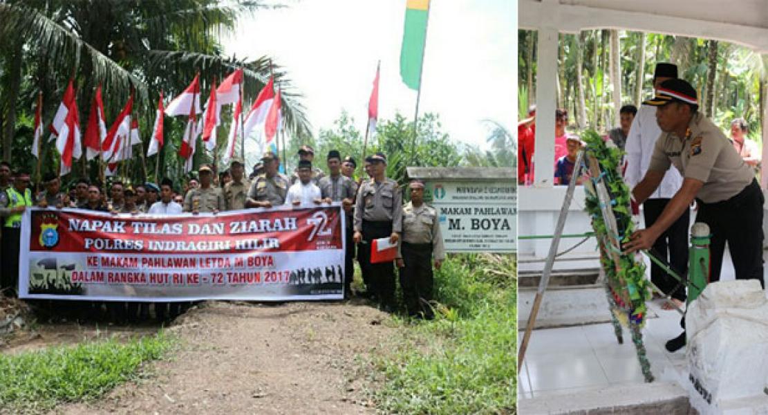 Kenang Jasa Pahlawan, Polres Inhil Napak Tilas ke Makam Letda M Boya