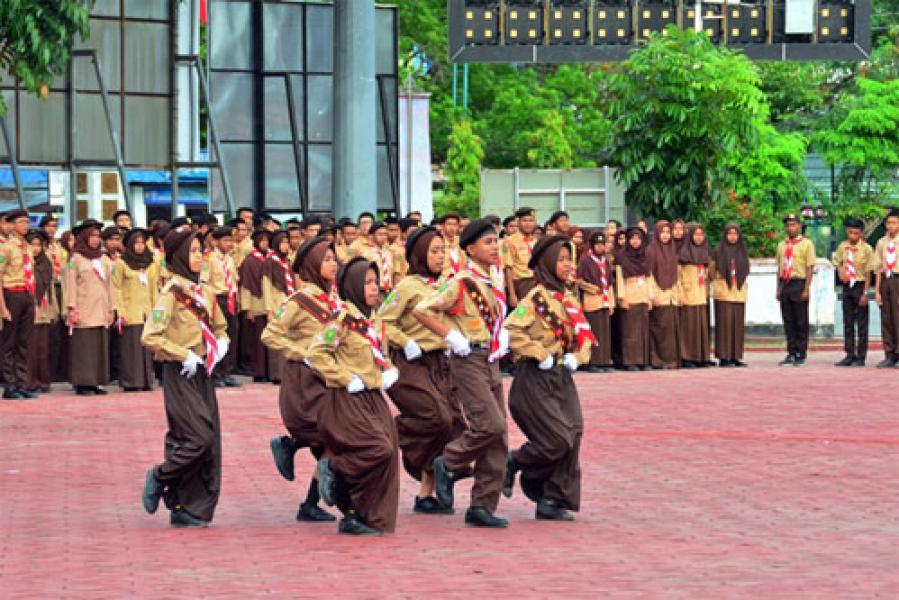 Pelajar SMP dan MTs Unjuk Kemampuan Sebagai Petugas Upacara HUT ke-56 Pramuka di Bengkalis
