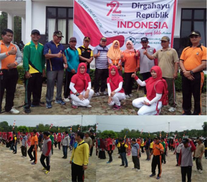 Puskesmas Kerumutan Gelar Jalan Santai dan Senam Sehat Peringati Dirgahayu Republik Indonesia Ke-72 