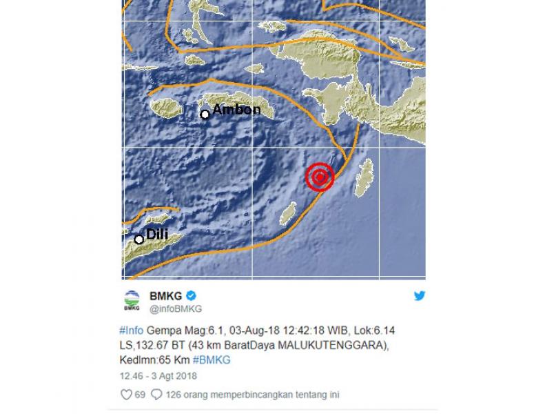 Gempa 6,1 SR Guncang Maluku Tenggara