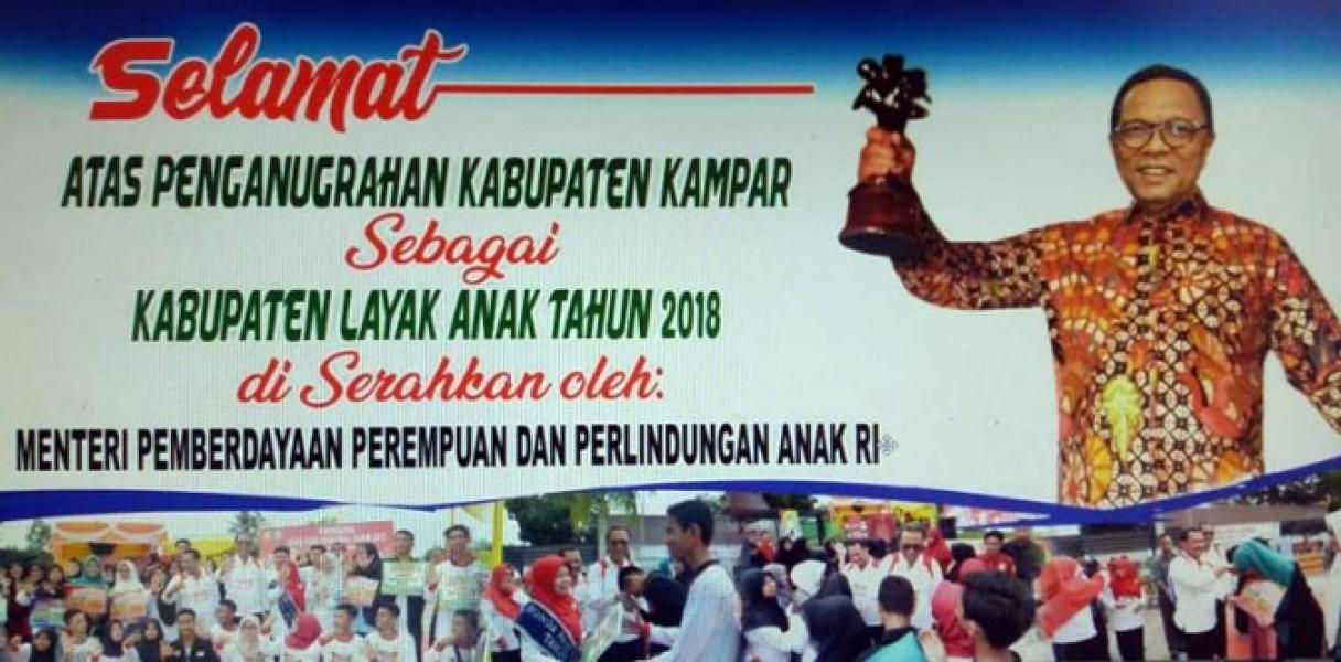 Kampar Terima Penghargaan Kabupaten Layak Anak