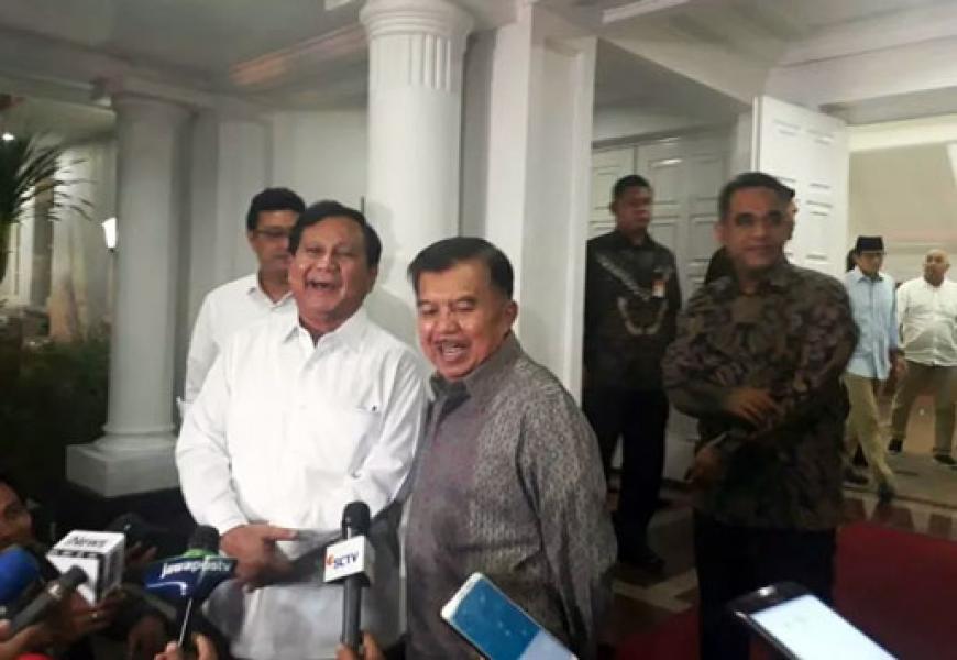 Kelakar JK ke Prabowo: Sudah 2 Kali Kita Bersaing, Ha Ha Ha Ha..