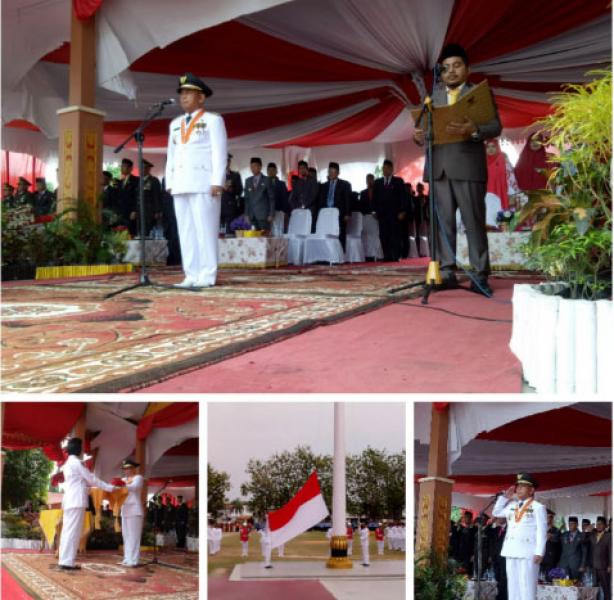 Langit Mendung Iringi Peringatan Detik-Detik Proklamasi HUT RI Ke-73 di Pelalawan