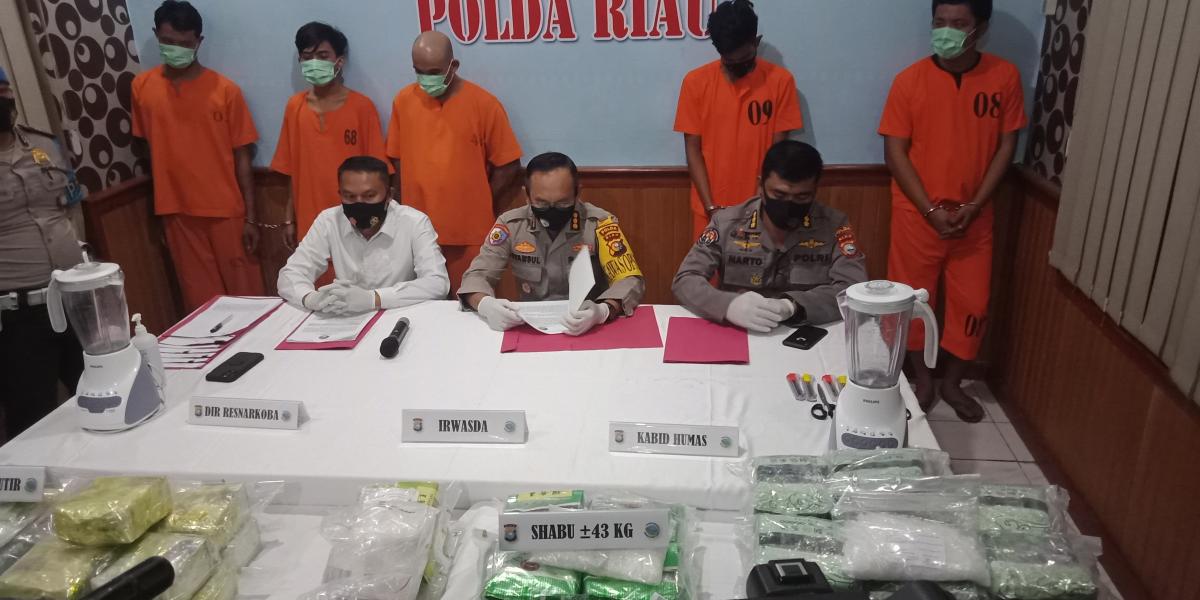 Kurang Sebulan, 39 Kg Sabu dan 20.000 Butir Ekstasi Diamankan Diresnakoba Polda Riau 