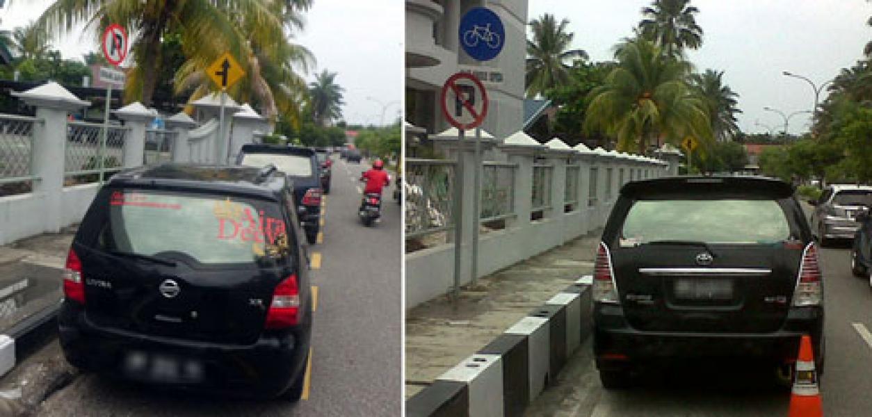 Jalur Sepeda Ternyata Masih Dipergunakan Untuk Parkir Mobil