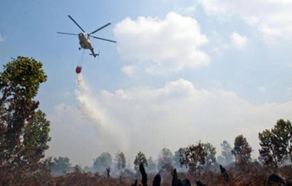 BNPB Kerahkan 3 Helikopter Water Bombing di Inhil, Pelalawan dan Kampar