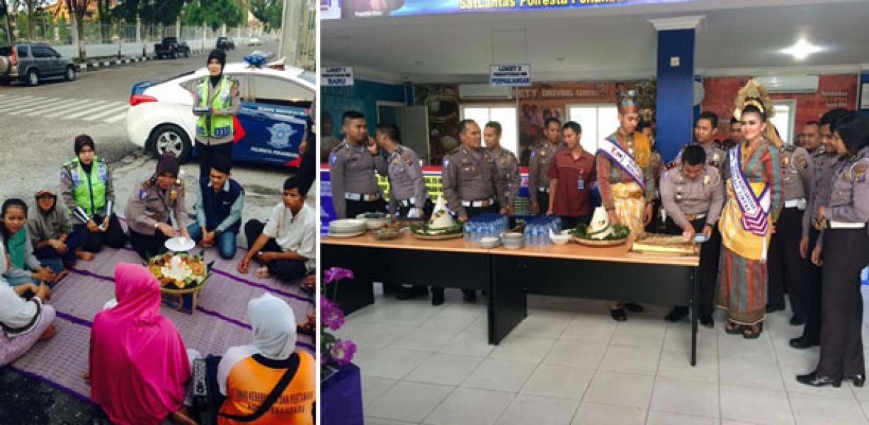 Satlantas Pekanbaru Makan Nasi Tumpeng Bersama Masyarakat dan Anak Jalanan