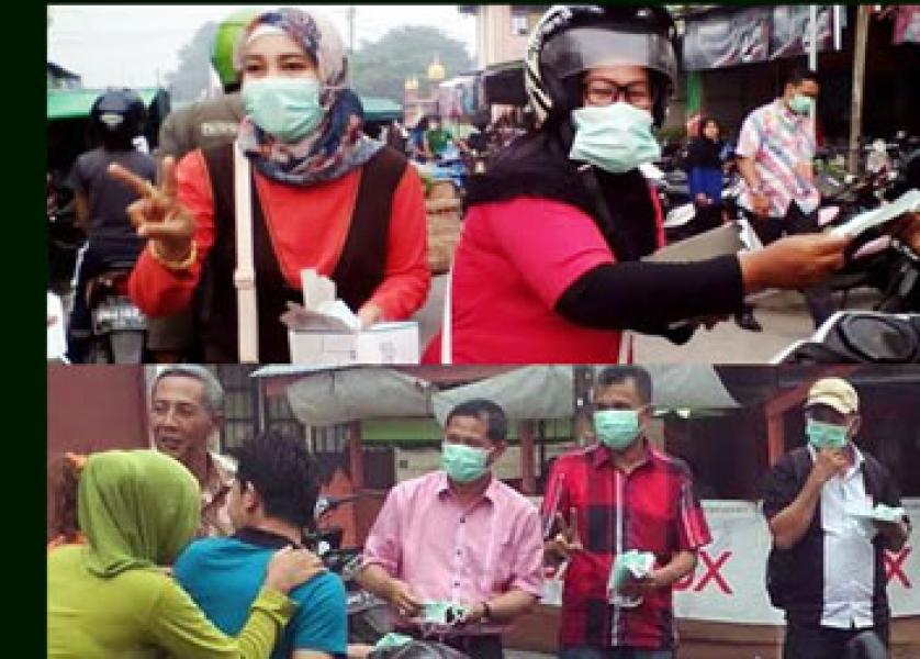 Tim BERMUTU Sebarkan 20 Ribu Masker di Meranti