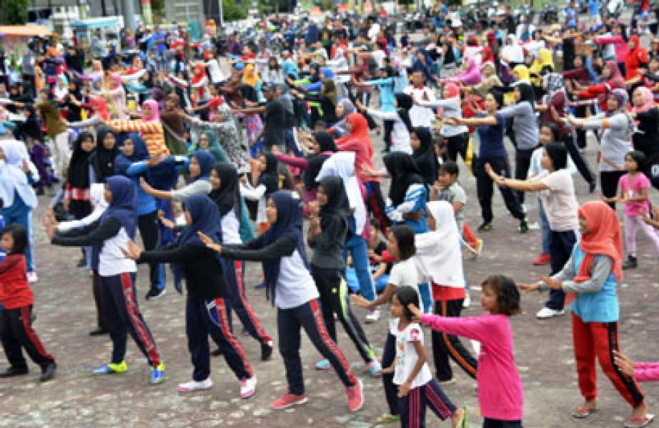 Sempena Hari Perhubungan, Dishubkominfo Bengkalis Gelar Senam Massal dan Jalan Santai