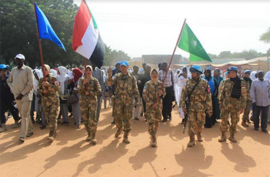 Kirab Pawai Pasukan Garuda Meriahkan Hari Perdamaian Internasional di Sudan