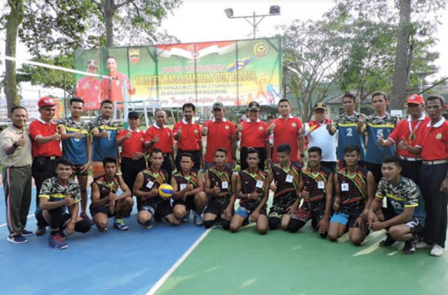 Dandim 0314/Inhil Buka Turnamen Bola Voly Dandim Cup 2018