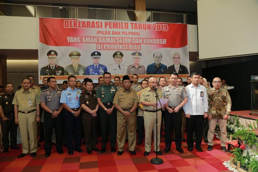 Gubernur Riau Bersama Forkopimda Deklarasi Pemilu Damai 2019