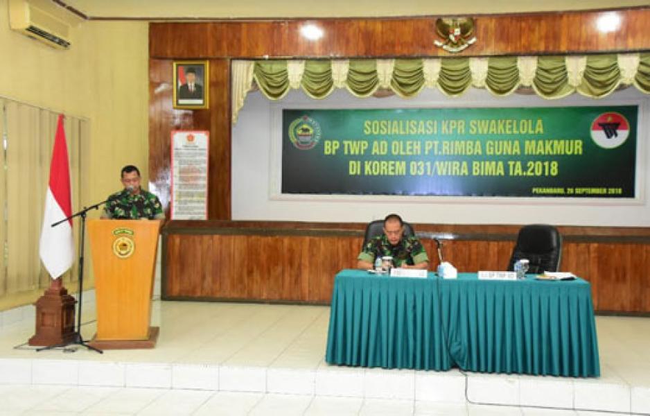Korem 031/WB Gelar Sosialisasi KPR Swakelola BP TWP AD Oleh PT Rimba Guna Makmur