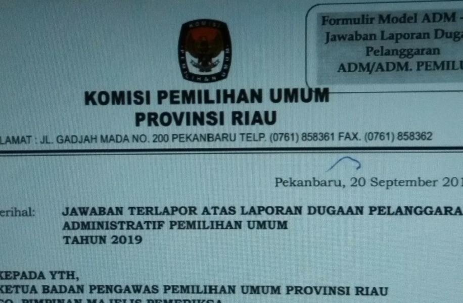 Sidang Pelanggaran Administratif Pemilu di Bawaslu, Ini Jawaban KPU Riau