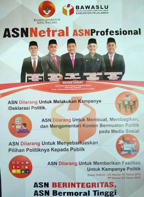 ASN Penuhi Unsur Pelanggaran, Bawaslu Pelalawan Kali Ke - 3 Rekomendasi ke KASN 
