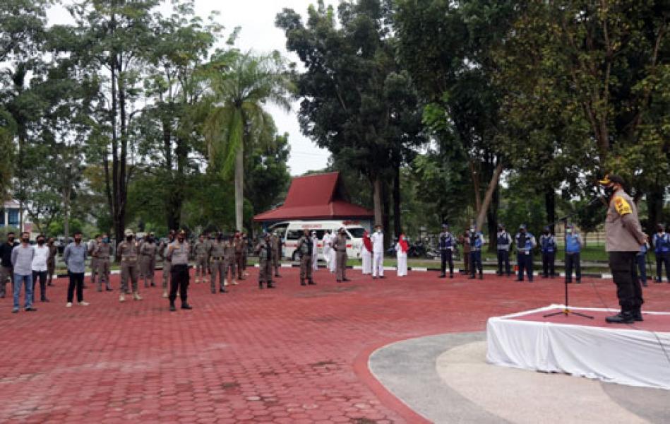 Tindak Pelanggar Protokol Kesehatan, Sekda Arfan Apresiasi Apel Operasi Yustisi yang Digelar Polres Siak