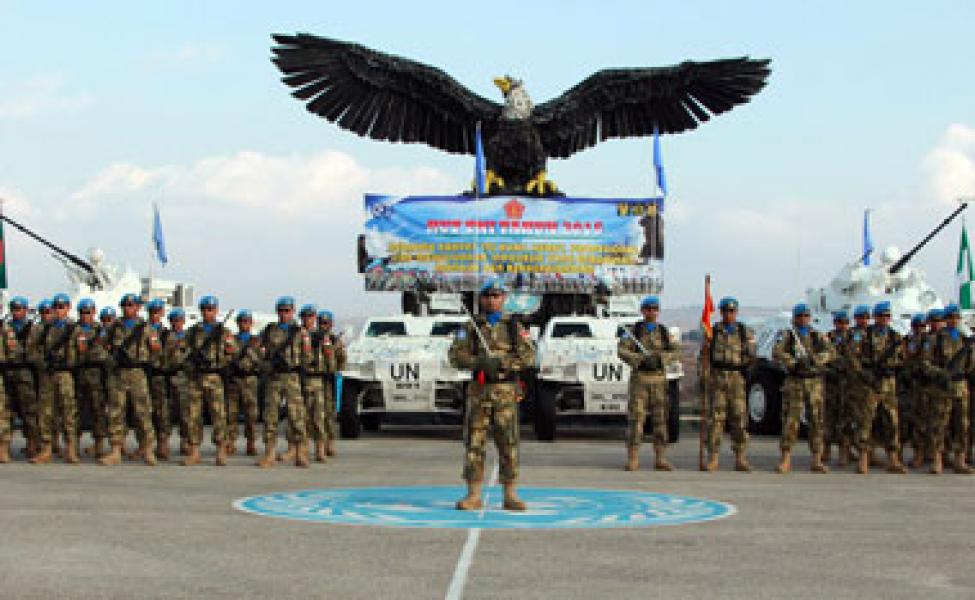 Kontingen Garuda Gelar Upacara HUT TNI ke-70 di Lebanon