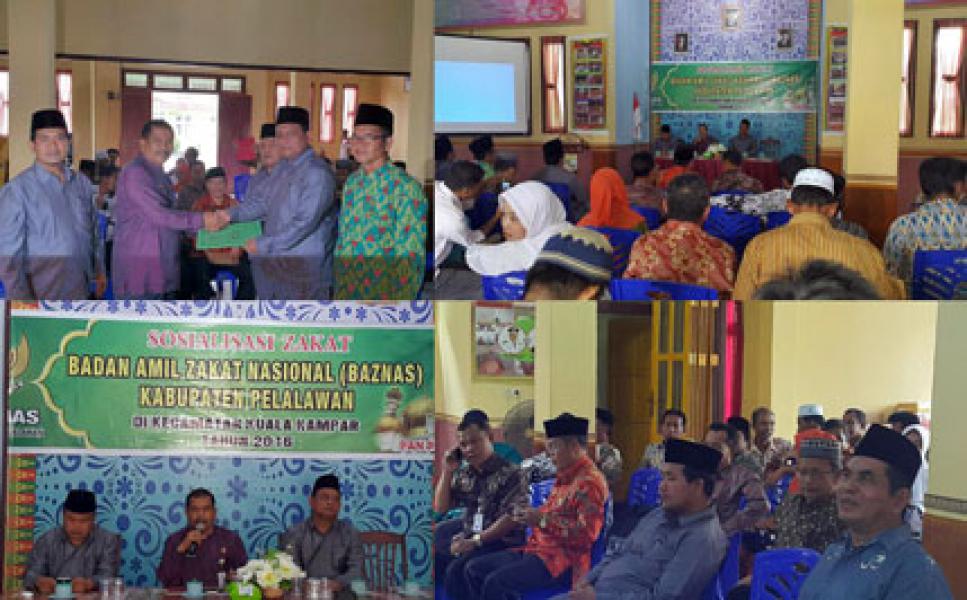 Baznas Pelalawan Sosialisasi dan Serahkan Zakat untuk Guru TPA di Kuala Kampar