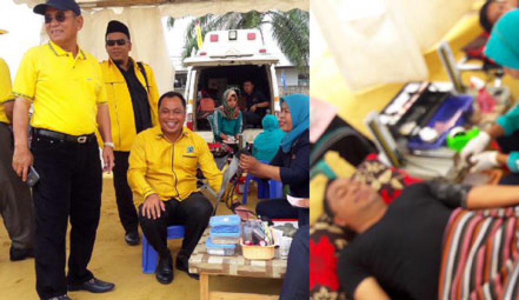 Jelang Pelantikan, HM Harris Tinjau Aksi Donor Darah DPD II Golkar Pelalawan