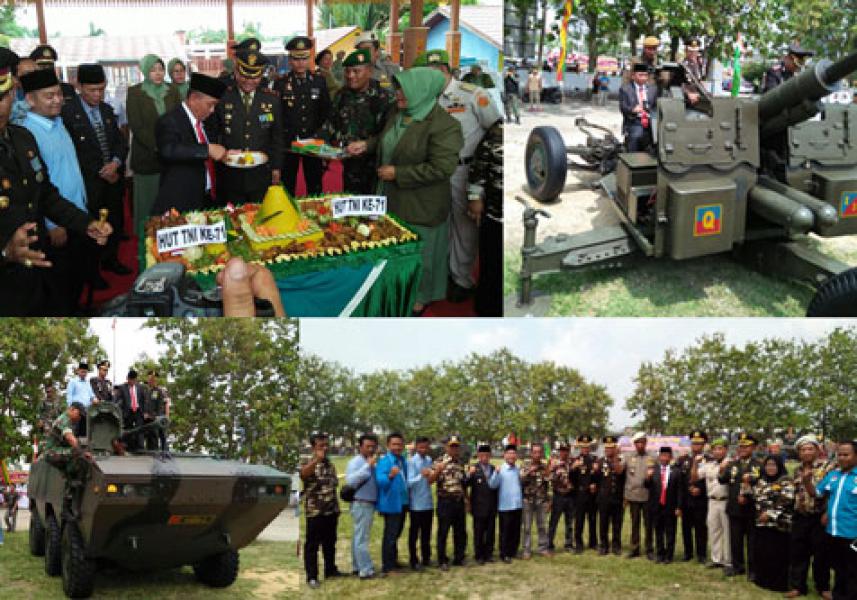Meriahkan HUT TNI Ke-71, Kodim 0313/KPR Hibur Warga Pangkalan Kerinci Dengan Drama Kolosal dan Pameran Alutsista
