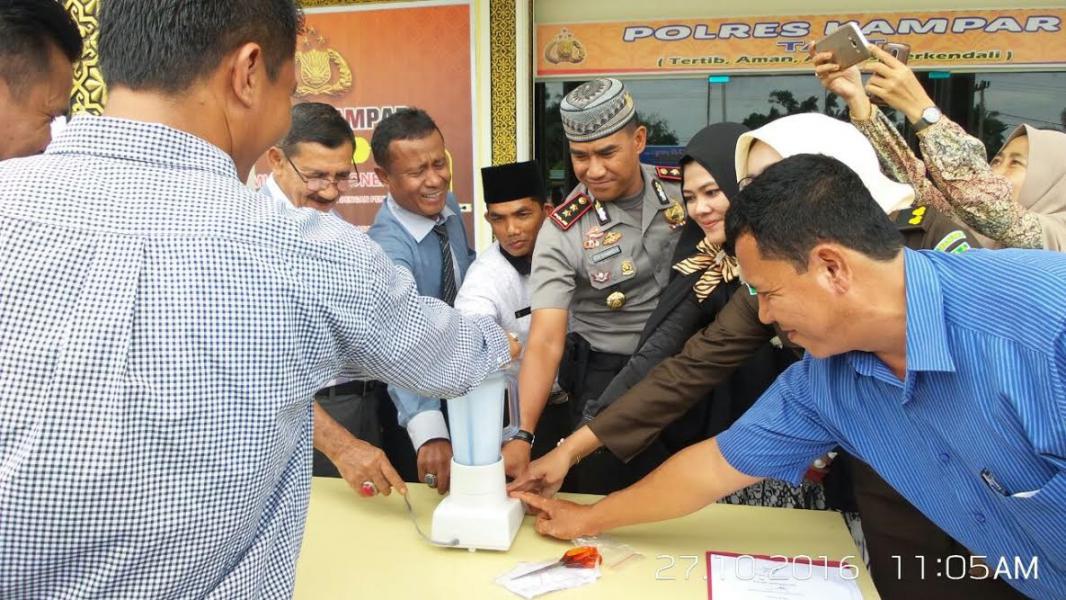 Polres Kampar Musnahkan 34,35 Gram Sabu Dari 2 Pengungkapan Kasus Narkoba