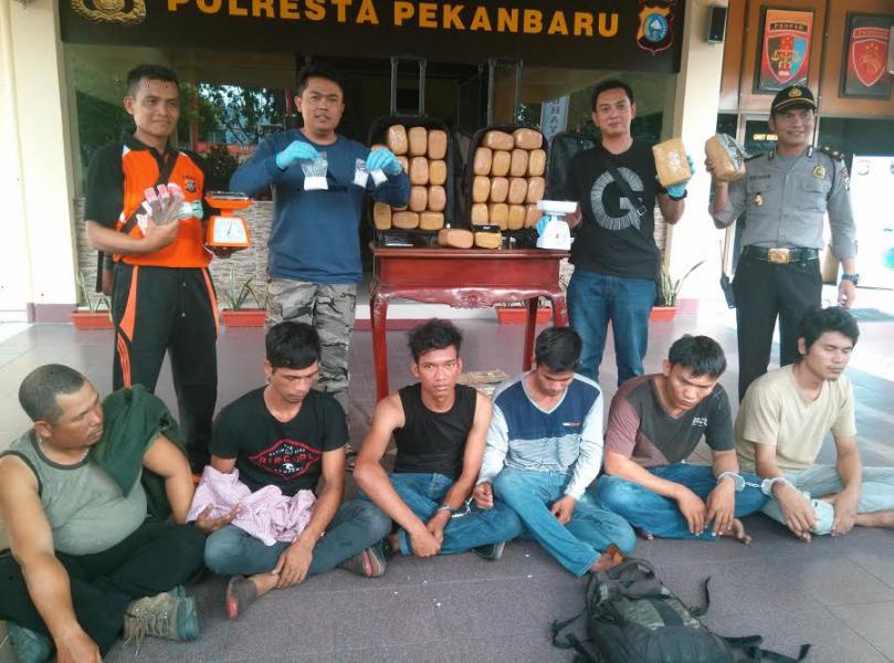 Polresta Pekanbaru amankan 32 Kilogram Ganja dan Sabu Asal Aceh