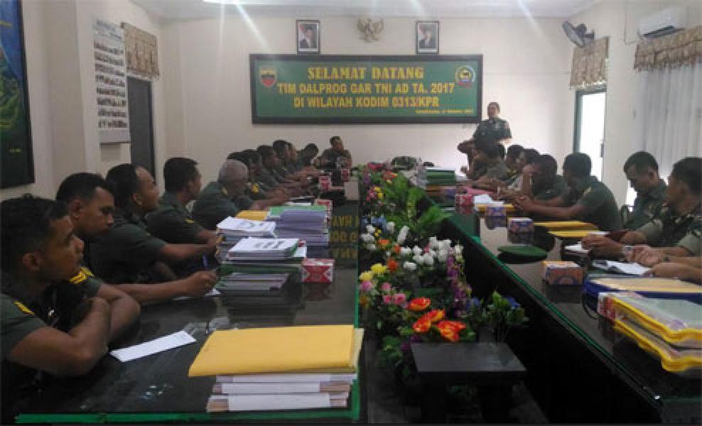 Kodim 0313/Kpr Terima Kunjungan Kerja Tim Dalprog Gar TNI AD Tahun 2017