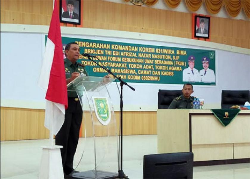 Silaturahmi Bersama Pemkab Inhu, Danrem 031/Wira Bima Ingatkan Bahaya Komunis, Narkoba Dan Karhutla