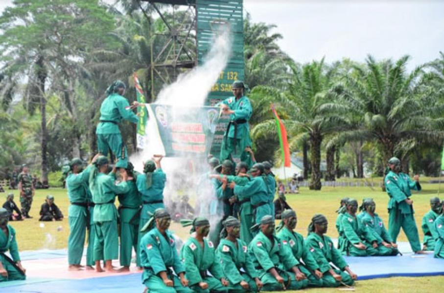 Atraksi Beladiri Yongmoodo Warnai Sertijab Dandim Kampar Dan Danyonif 132/BS