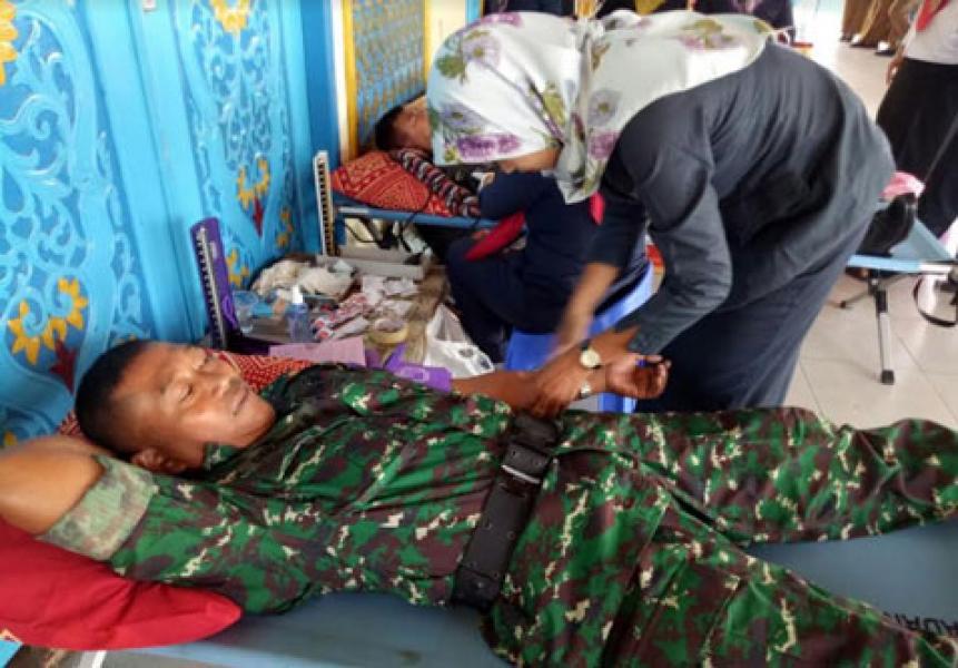 Babinsa Koramil 09/Langgam Mengikuti Kegiatan Donor Darah