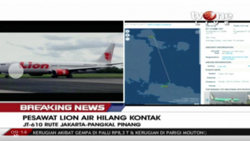 Lion Air 610 yang Jatuh Total Angkut 189 Penumpang