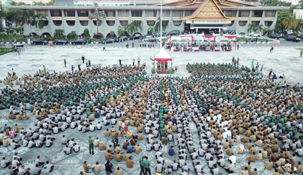 Pemprov Riau, Polda Dan Korem 031/WB Gelar Apel Tiga Pilar Pemilu 2019 Sukses, Aman, Damai dan Kondusif