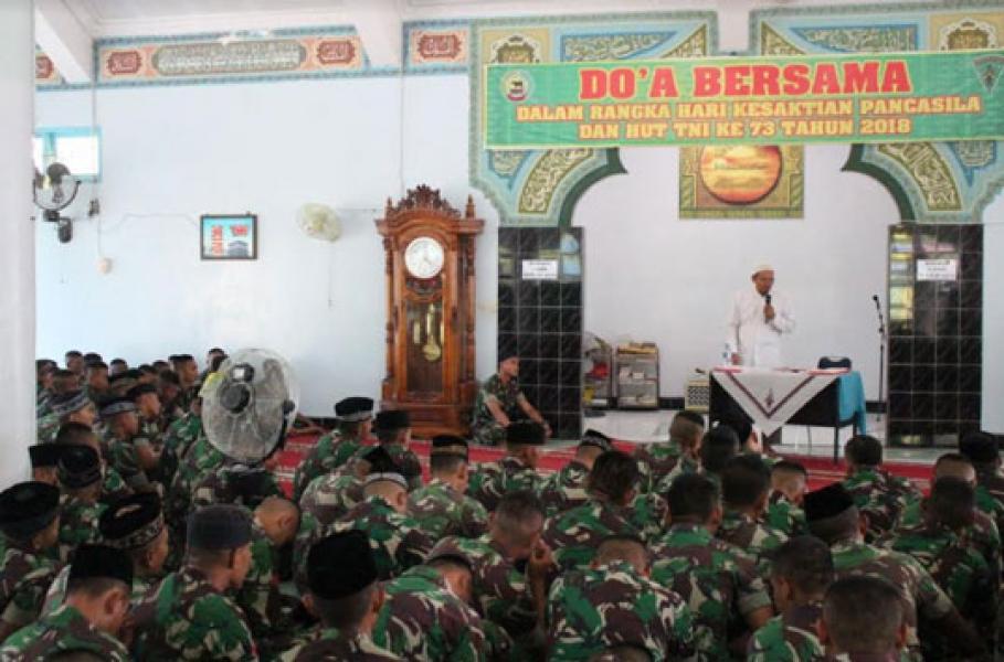 Yonif 132/BS Laksanakan Doa Bersama Dalam Rangka Hari Kesaktian Pancasila Dan HUT TNI Ke-73