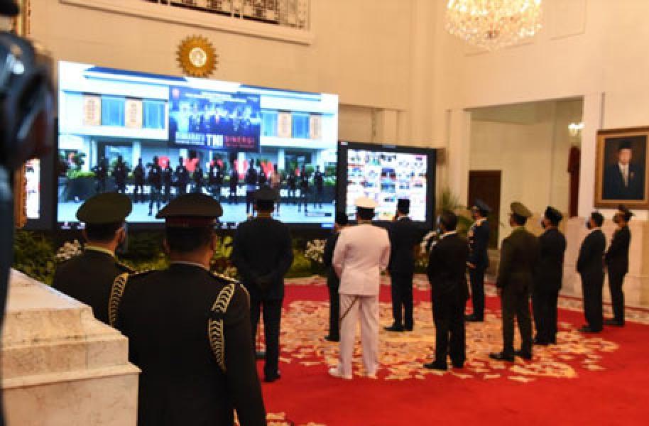 HUT TNI, Satgas Yonif MR 413 Kostrad Berkesempatan Vicon bersama Presiden RI