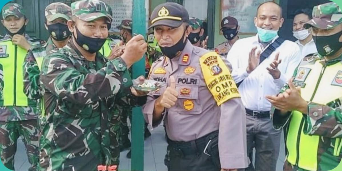 HUT TNI Ke-75, Puluhan Personil Polsek Sungai Apit Sambangi Koramil 06/Sungai Apit