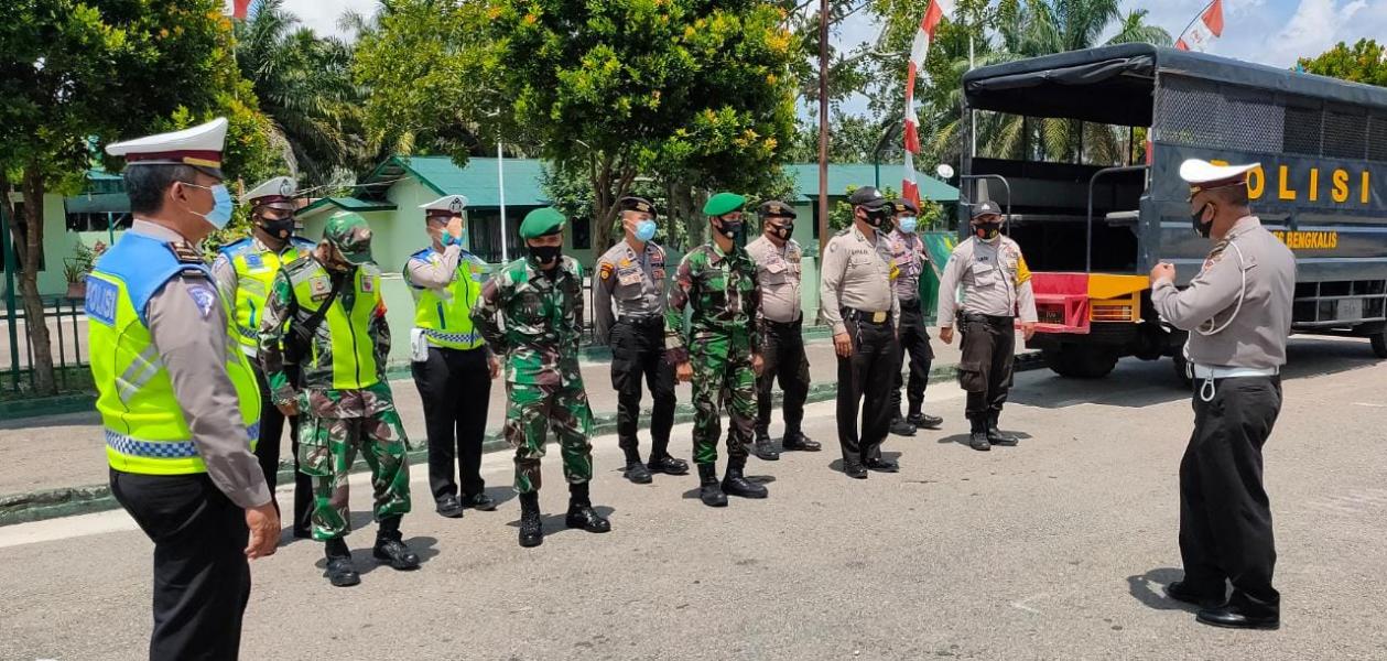 Koramil 04/Mandau dan Polsek Mandau Apel Kesiap Siagaan Bersama Untuk Pantau Situasi